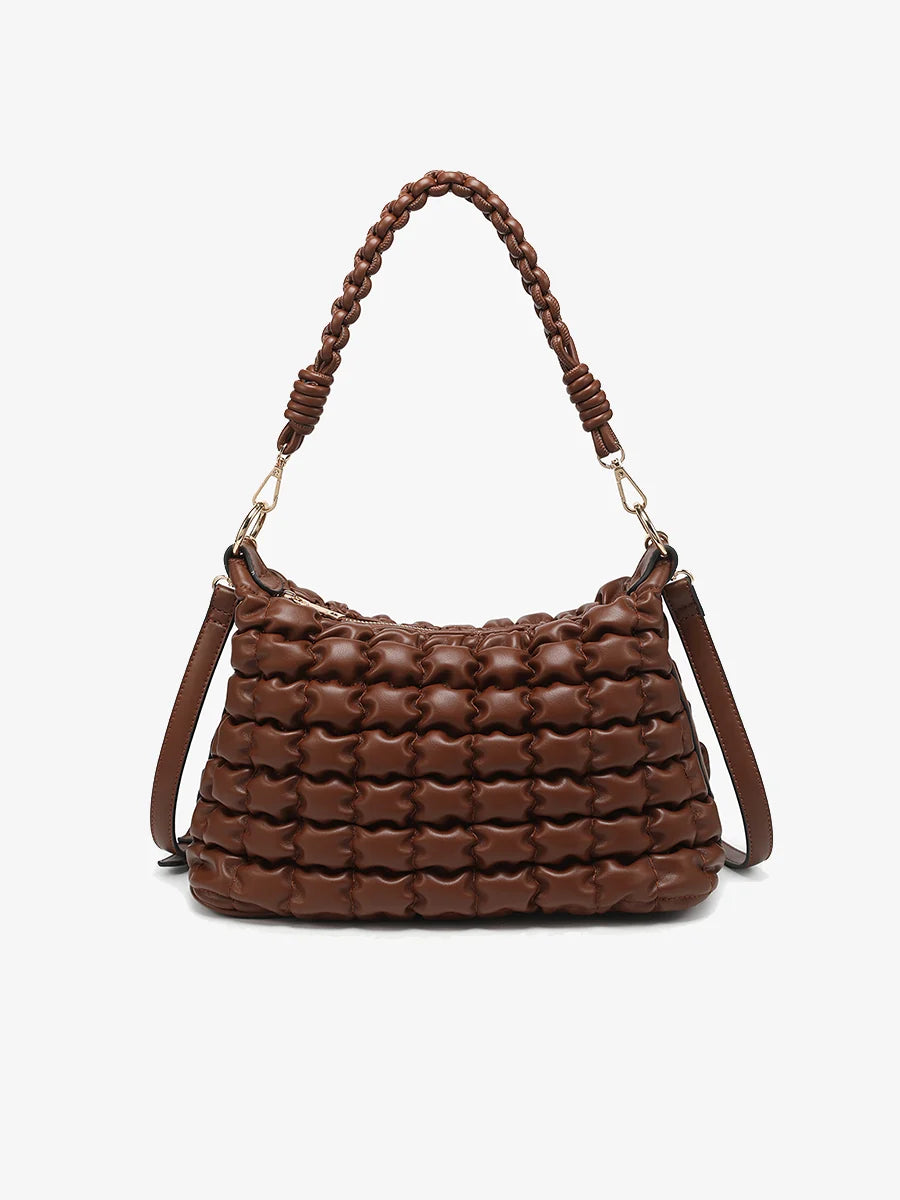 Jen & Co. Jacqueline Quilted Satchel/Shoulder Bag in Chocolate