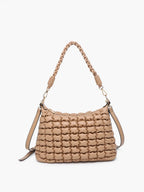Jacqueline Quilted Satchel/Shoulder Bag in Tan