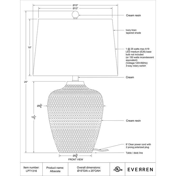 Albacete Table Lamp by Renwil