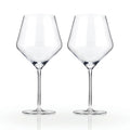 Viski Angled Crystal Burgandy Glass S/2