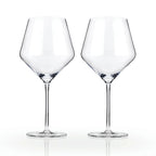 Viski Angled Crystal Burgandy Glass S/2