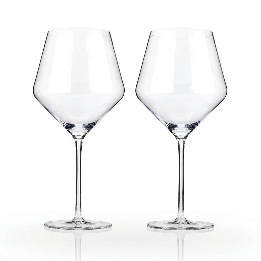 Viski Angled Crystal Burgandy Glass S/2