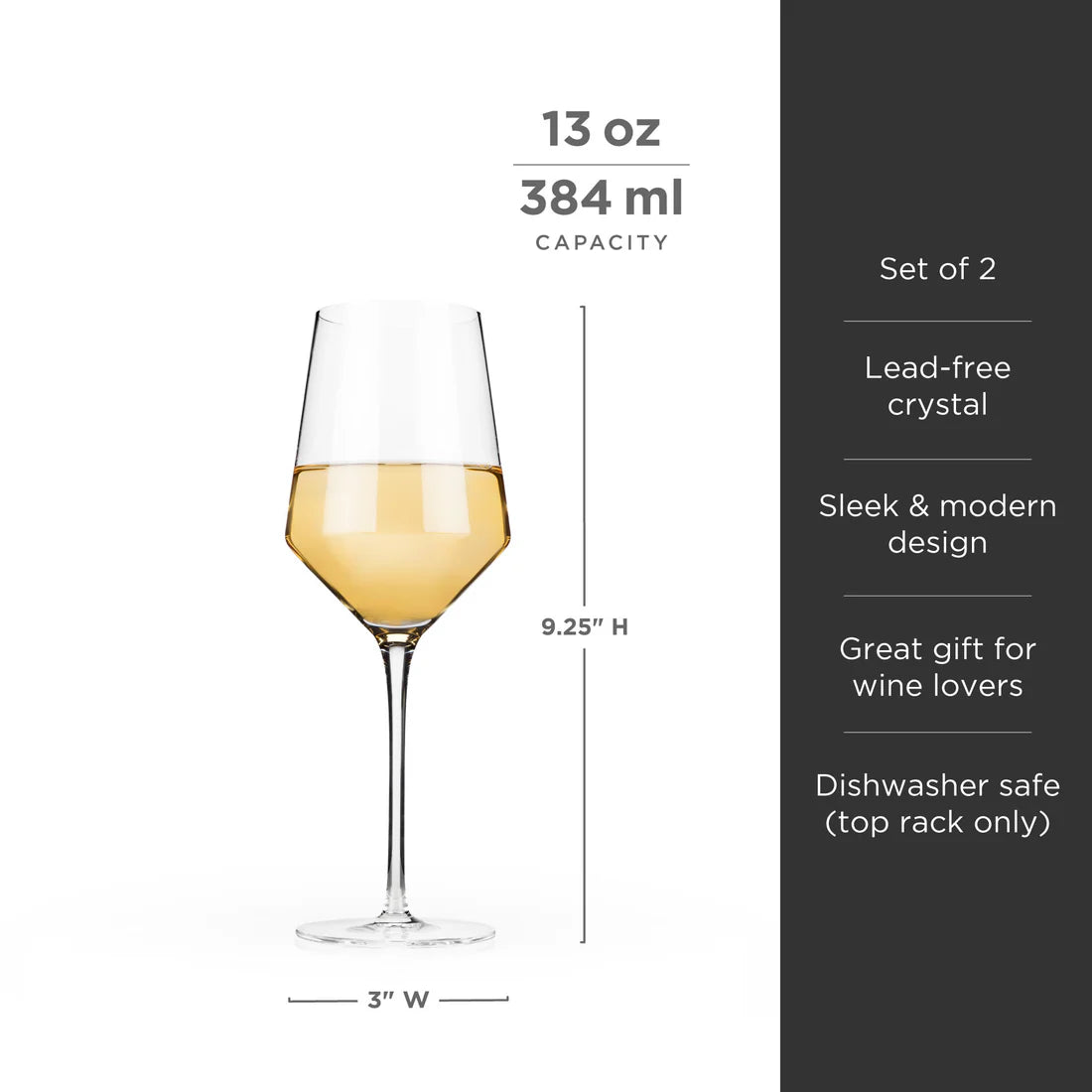 Viski Angled Crystal Chardonnay Glass S/2