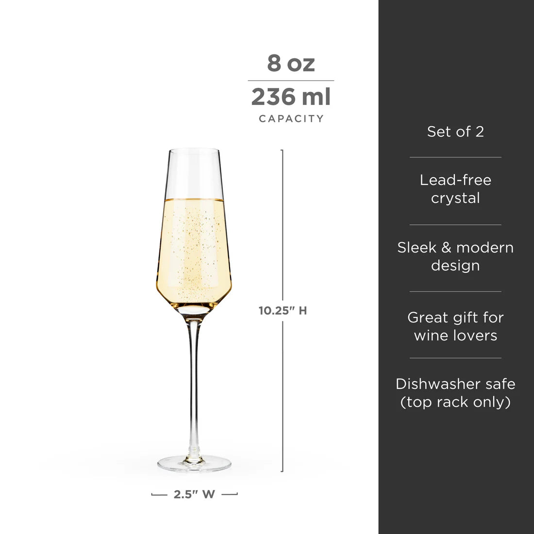 Viski Angled Crystal Champagne Flute S/2