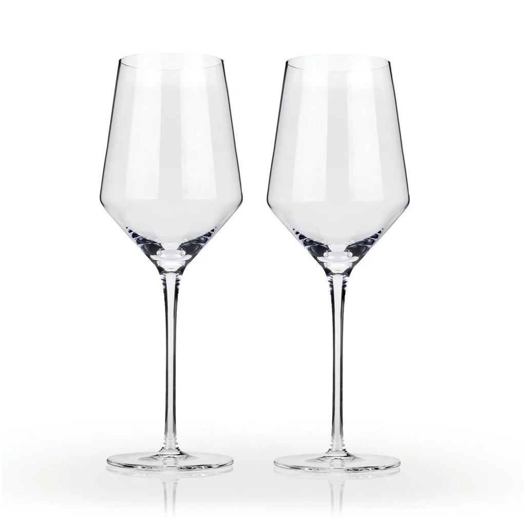 Viski Angled Crystal Chardonnay Glass S/2